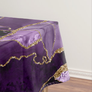 Purple and gold glitter agate tablecloth