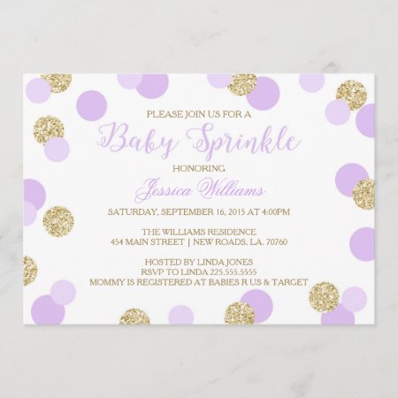 Purple And Gold Glitter Baby Sprinkle Invitations