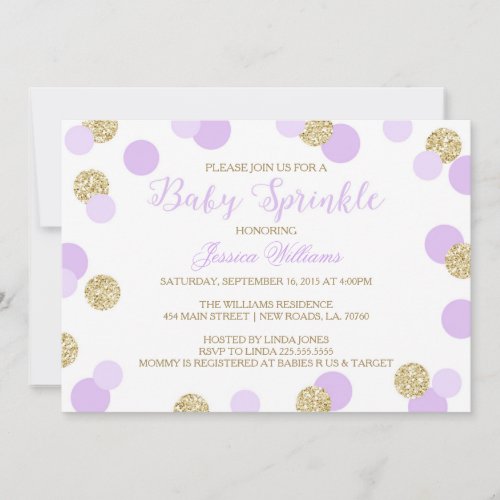 Purple and Gold Glitter Baby Sprinkle Invitations