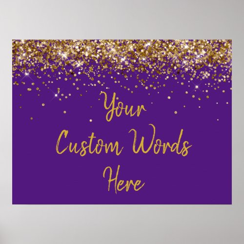 Purple and Gold Glitter Birthday Party Anniversary Poster