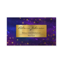 Purple And Gold Glitter Business Card