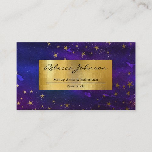 Purple And Gold Glitter Business Card