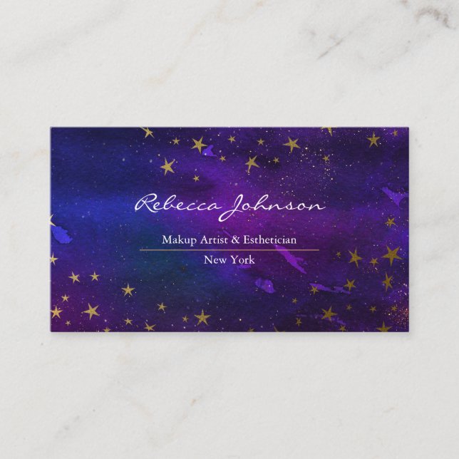 Purple And Gold Glitter Business Card (Front)