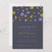 Purple and Gold Glitter Confetti Graduation Party Invitation (Front)