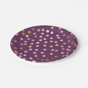 Purple And Gold Glitter Dots Paper Plate by HoundandPartridge at Zazzle
