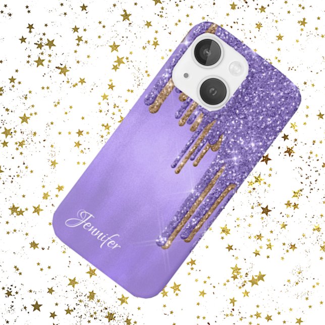 Purple and Gold Glitter Drips Case-Mate iPhone Case (Creator Uploaded)