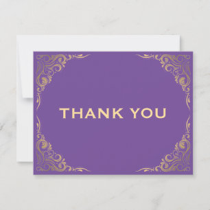 Purple and Gold Glitter Frame Thank You Card