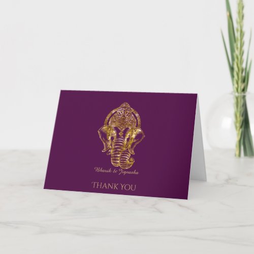 Purple and Gold Glitter Indian Thank You Card