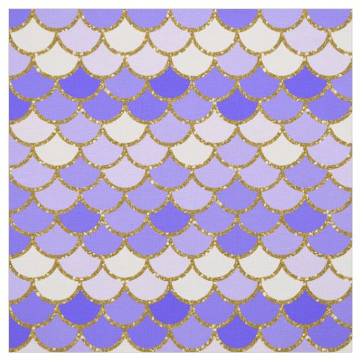 Purple and Gold Glitter Mermaid Scales Fabric