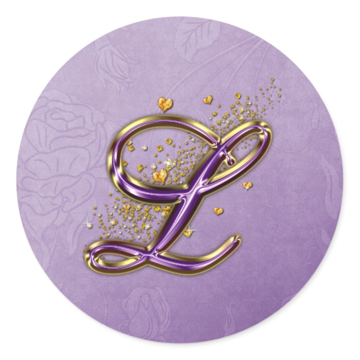 Purple and Gold Glitter Monogram L Sticker