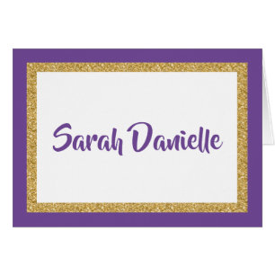 Purple and Gold Glitter Thank you Cards