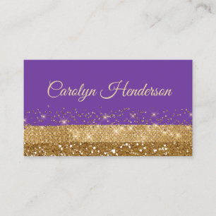 Purple and Gold Glittery Business Card