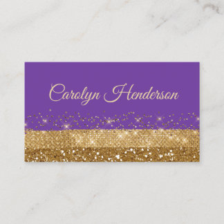 Purple and Gold Glittery Business Card