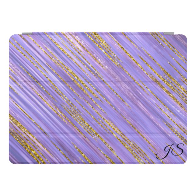 Purple and Gold Glitz Personalized iPad Pro Cover (Horizontal)