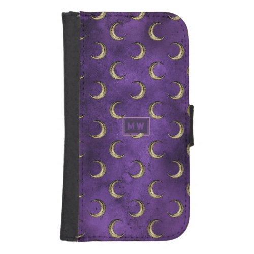 Purple and Gold Gothic Celestial Galaxy S4 Wallet Case