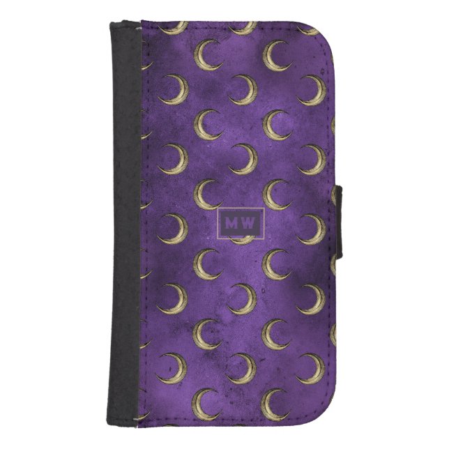 Purple and Gold Gothic Celestial Samsung Galaxy Wallet Case (Front)