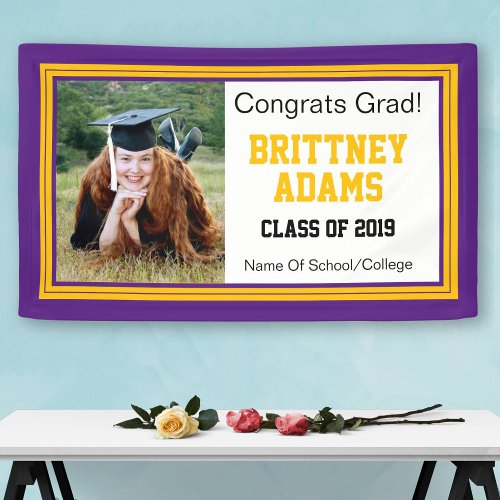 Purple and Gold Grad One Photo Banner