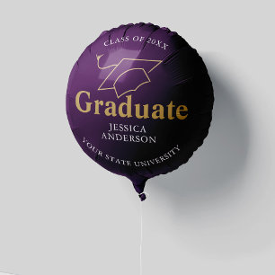 Purple and Gold Graduate Cap Graduation Balloon