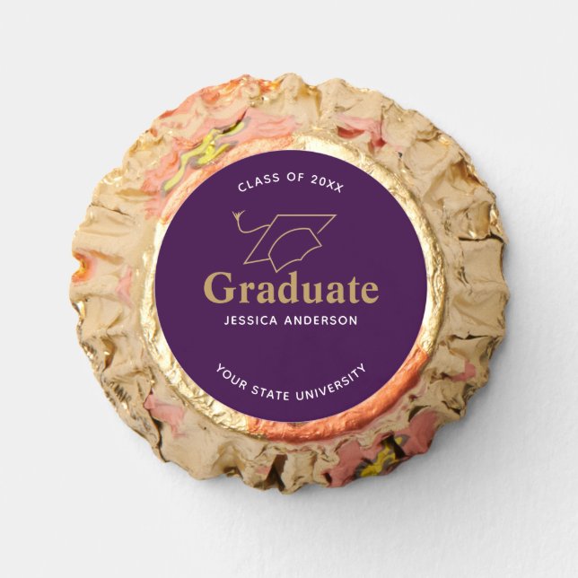 Purple and Gold Graduate Cap Graduation Reese's Peanut Butter Cups (Front)