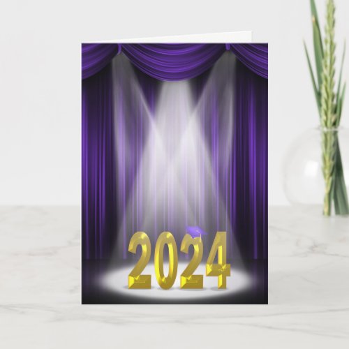 Purple and Gold Graduation 2024 School Colors Card