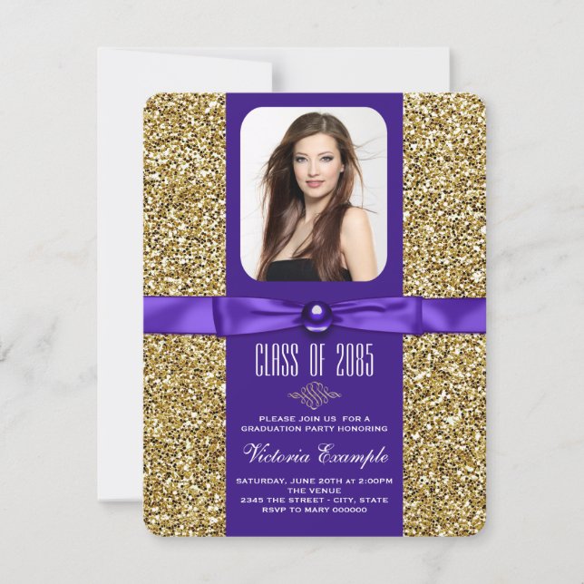 Purple and Gold Graduation Announcements (Front)