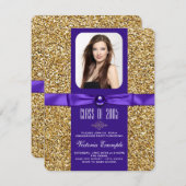 Purple and Gold Graduation Announcements (Front/Back)