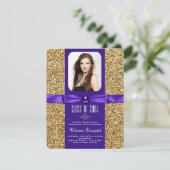 Purple and Gold Graduation Announcements (Standing Front)