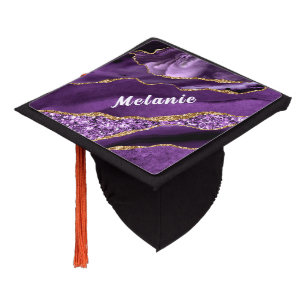 Purple and Gold Graduation Cap Topper Custom Name