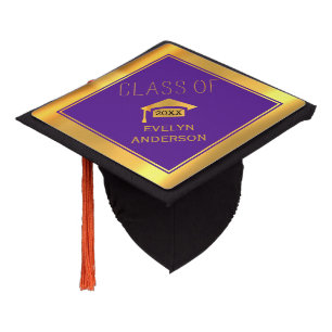 Purple and gold graduation Class of 2026 Cap Topper