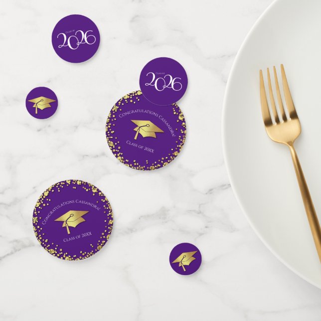Purple and Gold Graduation Confetti (Group)