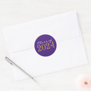 Purple and Gold Graduation Envelope Seal Stickers