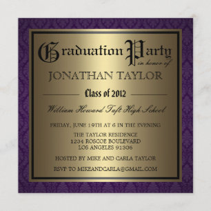 Purple and Gold Graduation Invitation