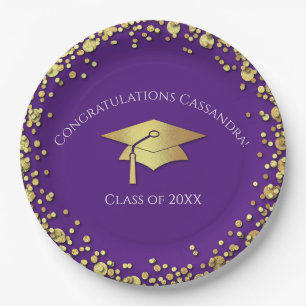 Purple and Gold Graduation Paper Plates