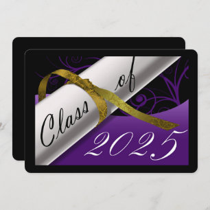 Purple and Gold Graduation Party Invitation