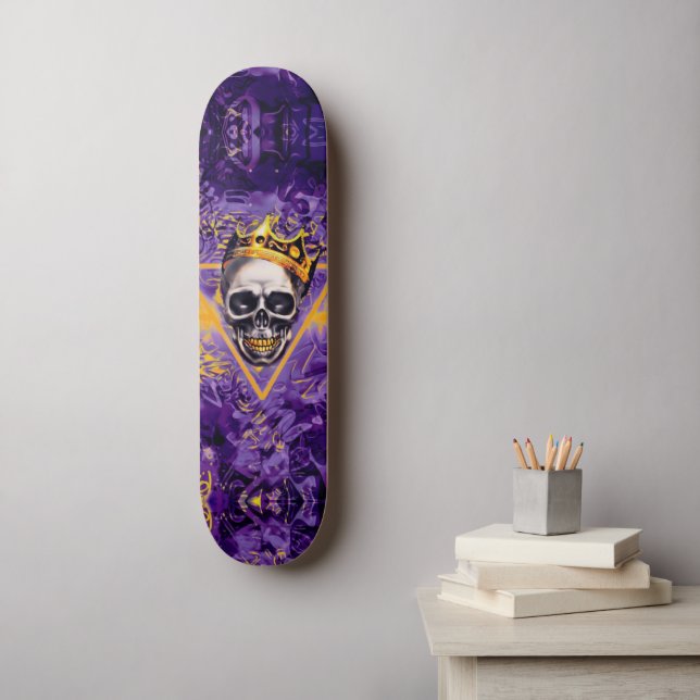 Purple and Gold Graffiti Skull King Skateboard | Zazzle