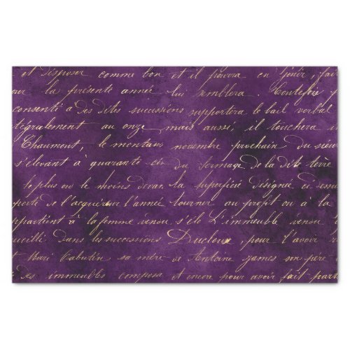 Purple and Gold Grunge Vintage Calligraphy Tissue Paper