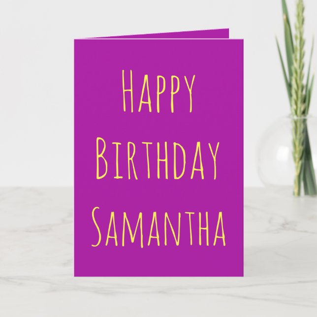 Purple and Gold Happy Birthday  Holiday Card (Front)