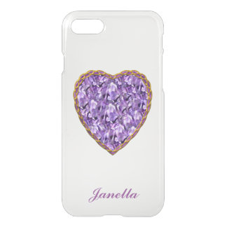 Purple and Gold Heart Clear iPhone 7 Case