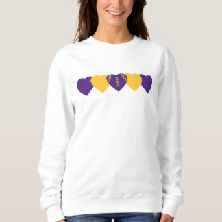 Purple and Gold Heart Football Sweatshirt
