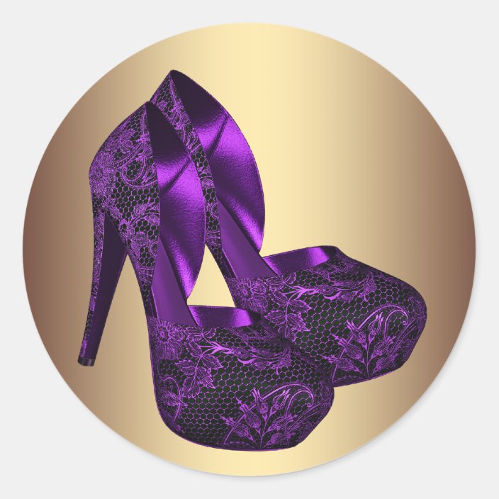 Purple and Gold High Heel Shoe Stickers 