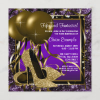 Purple and Gold High Heels Womans Birthday Party