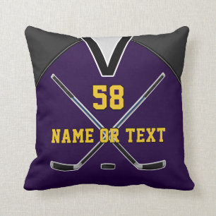 Purple and Gold Hockey Gifts Pillow or Your COLORS