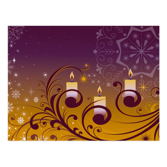 Purple and Gold Holiday Candles Post Card