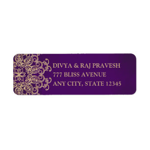 PURPLE AND GOLD INDIAN INSPIRED ADDRESS LABELS