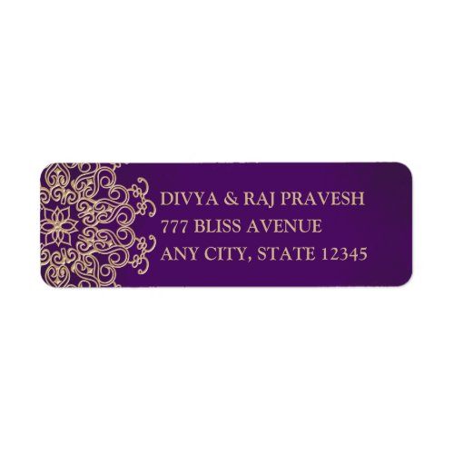PURPLE AND GOLD INDIAN INSPIRED ADDRESS LABELS