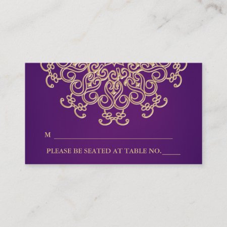 Purple And Gold Indian Inspired Seating Place Card