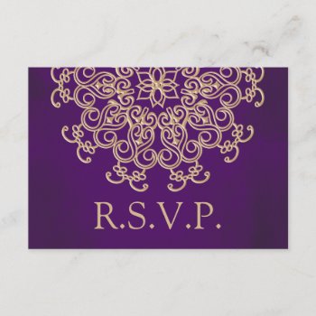 Purple And Gold Indian Response Rsvp Card by OccasionInvitations at Zazzle