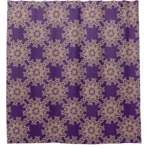 Purple and Gold Indian Style Print Shower Curtain