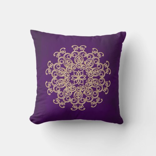 PURPLE and Gold Indian Style Throw Pillow
