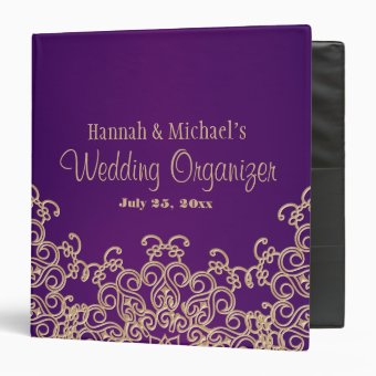 Purple and Gold Indian Style Wedding Organizer Binder | Zazzle
